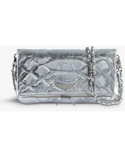 Zadig & Voltaire Rock Logo-charm Quilted Leather Clutch Bag - Grey