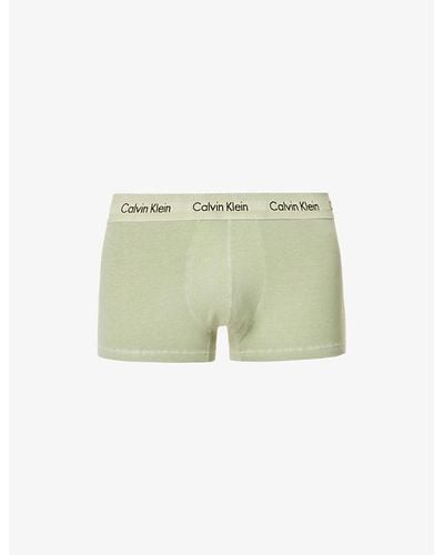 Calvin Klein Logo-waistband Low-rise Stretch-cotton Trunk - Green