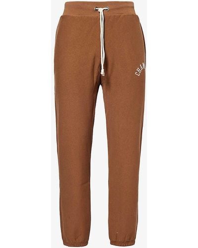 Champion Brand-appliqué Drawstring-waistband Cotton-blend jogging Botto - Brown
