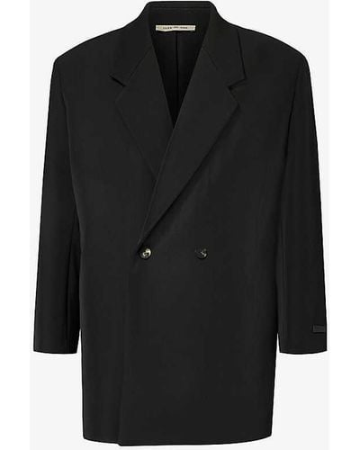 Fear Of God California Notched-lapel Oversized Wool And Cotton-blend Jacket - Black