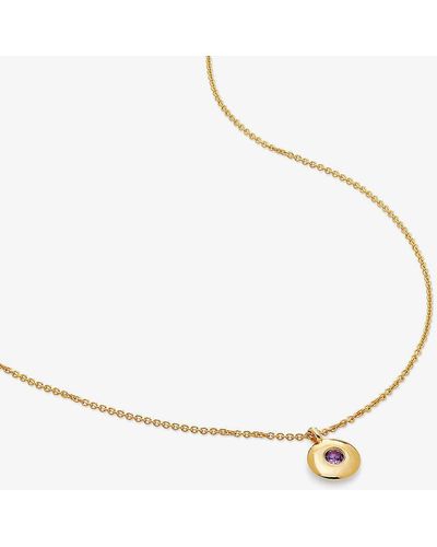 Monica Vinader February Birthstone 18ct -plated Vermeil Sterling-silver And Amethyst Pendant Necklace - Natural