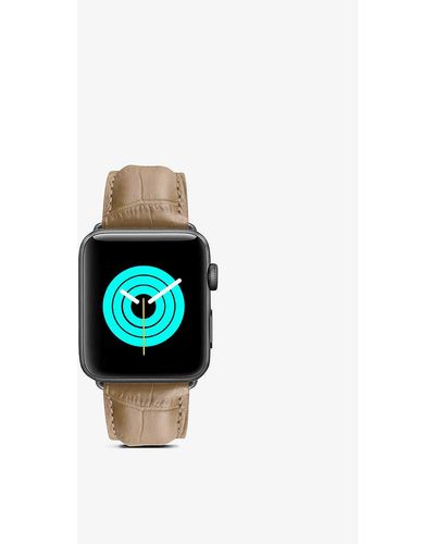 Mintapple Apple Watch Alligator-embossed Leather Strap And Stainless-steel Case 40mm - Blue