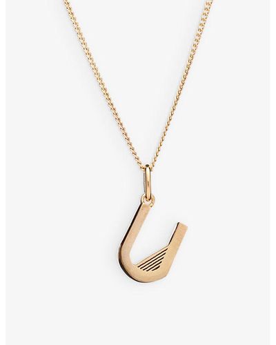 Rachel Jackson Art Deco U Initial 22ct Yellow Gold-plated Sterling-silver Necklace - Metallic