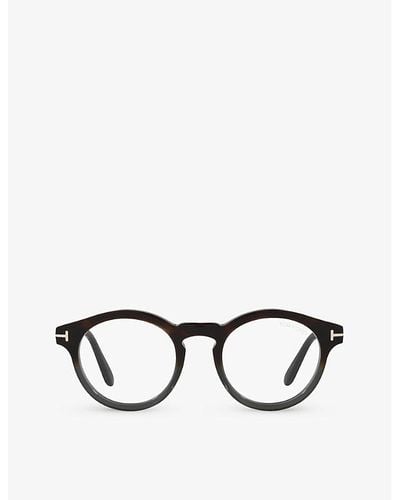 Tom Ford Tr001692 Ft5887-b Round-frame Acetate Glasses - Black