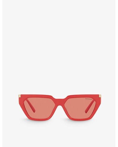 Tiffany & Co. Tf4205u Branded-arm Irregular-frame Acetate Sunglasses - Pink
