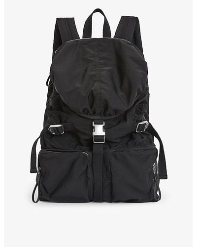 AllSaints Ren Logo-patch Drawstring Recycled-polyester Backpack - Black