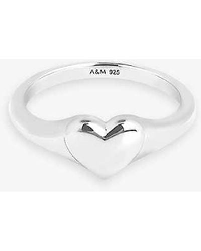 Astrid & Miyu Heart 18ct -plated Sterling-silver Signet Ring - White