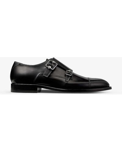 Jimmy Choo Finnion Double-strap Leather Monk Shoes - Black