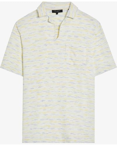 Ted Baker Milson Open-collar Towelling Polo Shirt - Yellow