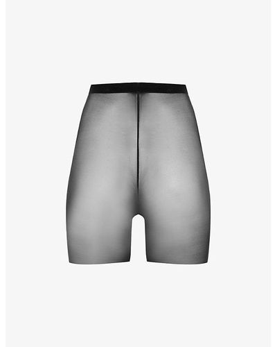 Wolford Semi-sheer High-rise Stretch-tulle Shorts - Gray