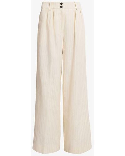 AllSaints Payton Wide-leg High-rise Cotton And Linen-blend Trousers - White