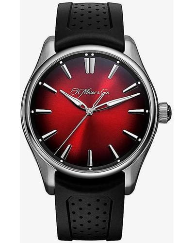 H. Moser & Cie. 3200-1207 Ioneer Centre Seconds Stainless-steel And Rubber Automatic Watch - Red