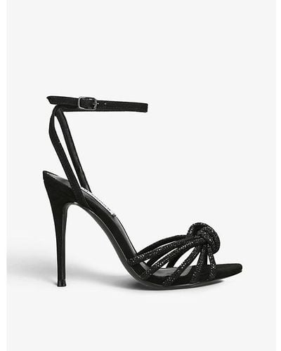 Steve Madden Bedazzle Rhinestone Embellished Faux-suede Heeled Sandals - Black