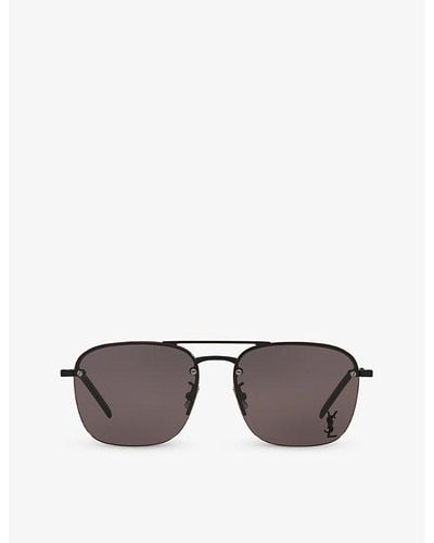 Saint Laurent Ys000490 Sl 309 M Rectangular-frame Metal Sunglasses - Metallic