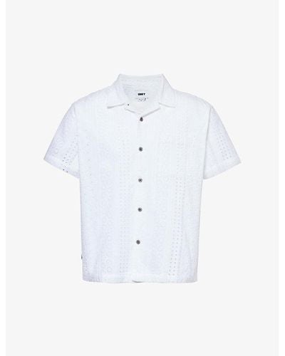 Obey Sunday Broderie-patterned Cotton Shirt - White