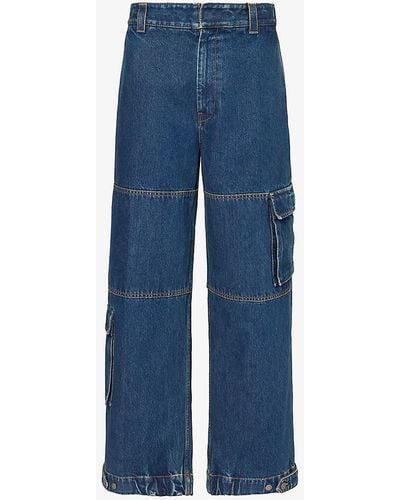 Gucci Cargo Wide-leg Relaxed-fit Jeans - Blue