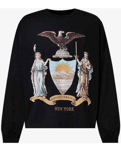 Who Decides War Crest Graphic-print Regular-fit Cotton-jersey Sweatshirt - Black
