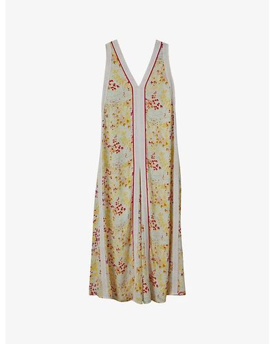 Reiss Eliza Floral-print Woven Maxi Dress - Metallic