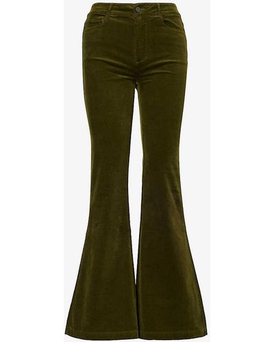 PAIGE Genevieve Flared-leg Mid-rise Stretch-corduroy Jeans - Green