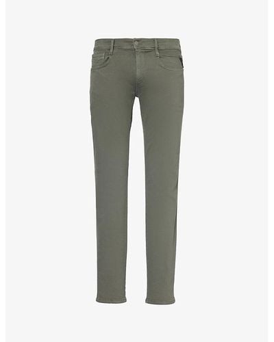 Replay Anbass Xlite Straight-leg Slim-fit Stretch-denim Blend Jeans - Green