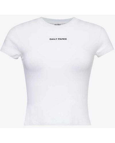 Daily Paper Round-neck Logo-pattern Stretch-cotton T-shirt - White