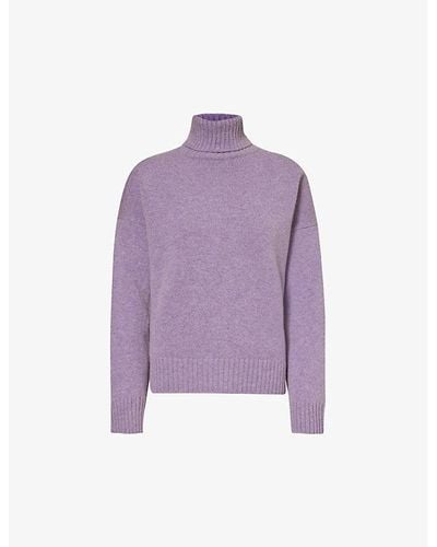 Sporty & Rich Turtleneck Relaxed-fit Wool Sweater - Purple