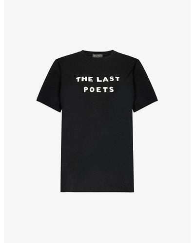 Bella Freud The Last Poets Text-print Organic Cotton-jersey T-shirt - Black
