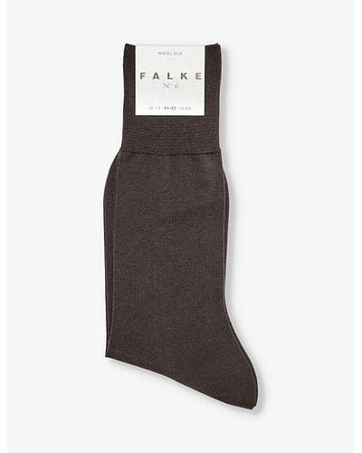 FALKE No. 6 Logo-print Wool And Silk-blend Knitted Socks - Brown