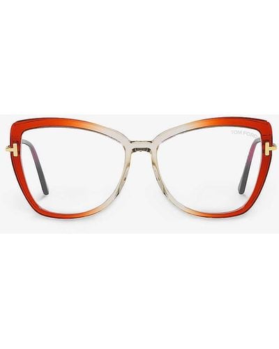 Tom Ford Tr001665 Ft5882-b Butterfly-frame Acetate Glasses - White