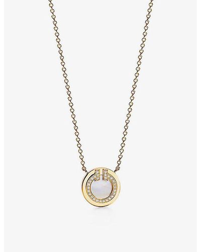 Tiffany & Co. Tiffany T Circle Diamond, Mother-of-pearl And 18ct Yellow-gold Pendant Necklace - White