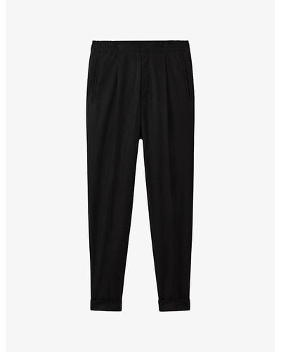 Reiss Brighton Relaxed-fit Tapered Woven Trousers - Black