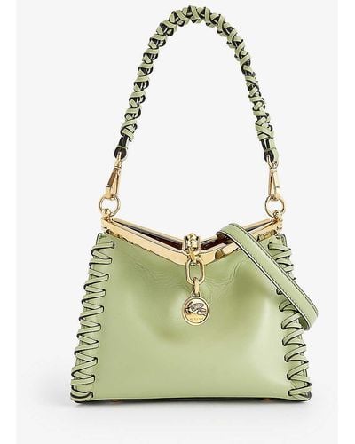 Etro Vela Small Leather Top-handle Bag - Green
