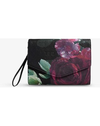 Ted Baker Floral-print Faux-leather Clutch - White