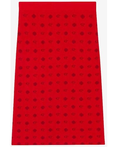 Claudie Pierlot Melange Logo-pattern Knitted Skirt - Red