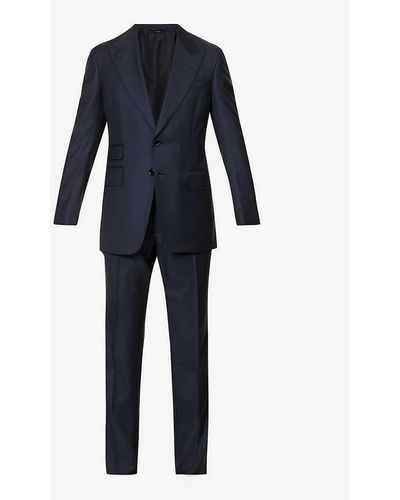 Tom Ford Vy Single-breasted Double-vent Shelton-fit Wool-blend Suit - Blue