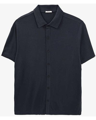 IKKS Short-sleeved Regular-fit Cotton-blend Shirt Xx - Blue