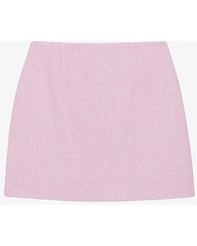 Claudie Pierlot Darted Straight-cut Tweed Mini Skirt - Pink