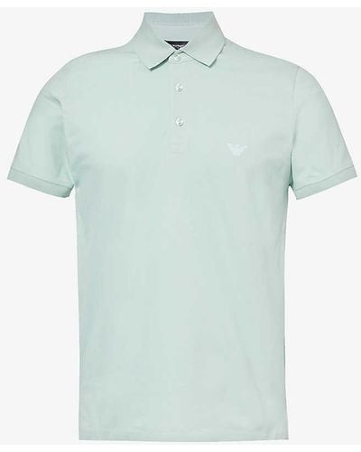 Emporio Armani Brand-embroidered Regular-fit Stretch-cotton-piqué Polo Shirt X - Blue