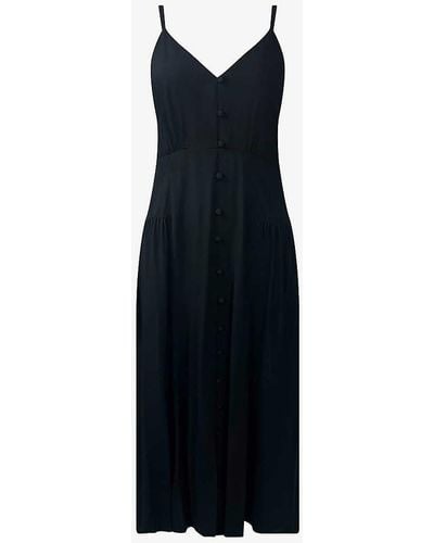 Ro&zo Sleeveless Button-through Woven Midi Dress - Blue