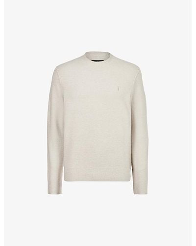 AllSaints Statten Ramskull-embroidered Stretch-knit Sweater - White
