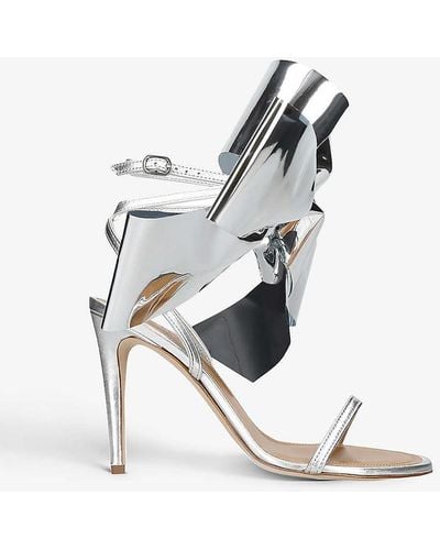 Loewe Bow-embellished Leather Heeled Sandals - White