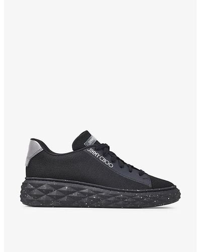 Jimmy Choo Diamond Light Maxi Logo-embroidered Knitted Low-top Sneakers - Blue