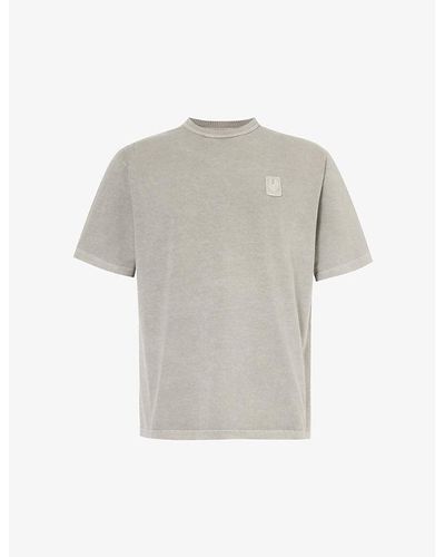 Belstaff Brand-patch Crewneck Cotton-jersey T-shirt - Gray