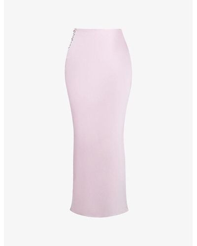 House Of Cb Balleri Pink Giuliana Lace-up Satin Maxi Skirt