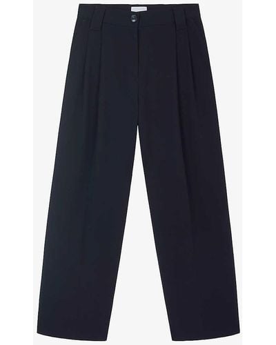 The White Company Wide-leg High-rise Stretch-woven Trousers - Blue