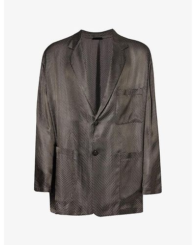 Giorgio Armani Single-breasted Notched-lapel Relaxed-fit Woven Jacket - Gray