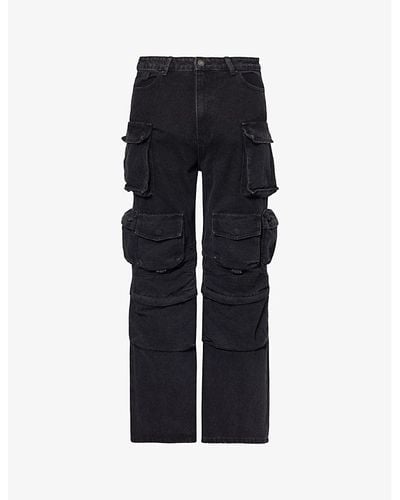 Jaded London Voltage Slip-pocket Mid-rise Wide-leg Cotton-blend Pants - Black
