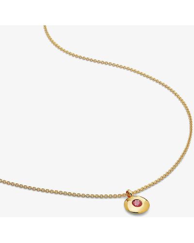 Monica Vinader Birthstone 18ct -plated Vermeil Sterling-silver And Ruby Pendant Necklace - Metallic