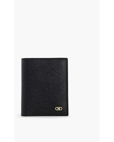 Ferragamo Micro Gancio Logo-embellished Leather Card Holder - Black