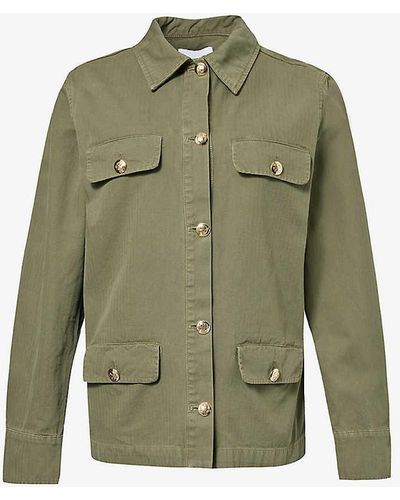 Anine Bing Corey Spread-collar Cotton Jacket - Green